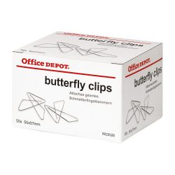 Office Depot Schmetterling-Büroklammern 57 mm Silber 50 Stück