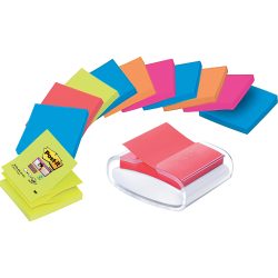 Post-It - POST-IT Super Sticky Dispenser 76x76mm PRO-W12N 5 Farben 12x90 Blatt, 76x76mm