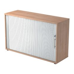 Hammerbacher Rollladenschrank Matrix Nussbaum, Silber 1.200 x 400 x 748 mm