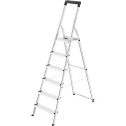 Hailo Stufenleiter L40 Easyclix Silber 6 Stufen 51 x 206 cm