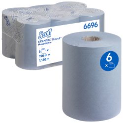 Scott Essential Slimroll Falthandtücher Gerollt Blau 1-lagig 6696 6 Rollen