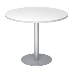 Hammerbacher Säulentisch Silber, Weiß Melaminharzbeschichtete Spanplatte STF10 1.000 x 745 mm