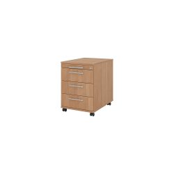 Hammerbacher Rollcontainer Kunststoff, Melaminharzbeschichtete Spanplatte AC30/N Nussbaum 428 x 580 x 590 mm