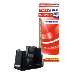 tesa Klebebandabroller tesafilm Easy Cut SMART Schwarz 19 mm (B) x 33 m (L) Recyceltes ABS (Acrylnitril-Butadien-Styrol), Stahl + 8 Rollen tesa Klebefilm Office-Box