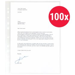 Prospekthüllen DIN A4 Glasklar Transparent 55 Mikron PP (Polypropylen) Oben 11 Löcher 100 Stück