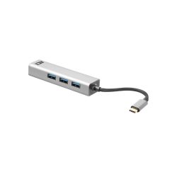 Act AC7055 1 x USB C Stecker auf 3 x USB A, Gigabit Network Port Hub 0,15 m Schwarz, Grau