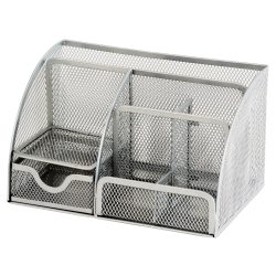 Office Depot Schreibtisch-Organizer Metallnetz Silber 22,2 x 14 x 12,5 cm