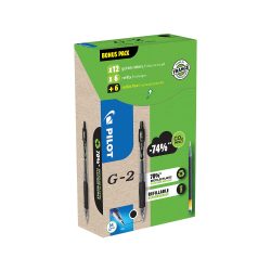 Pilot Tintenroller Pen G2 Schwarz Packung mit 12 Stiften und 12 Minen
