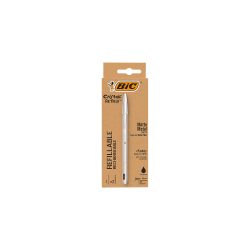 BIC Cristal ReNew Kugelschreiber Metall 0,32 mm Schwarz inklusive 2 Ersatzminen
