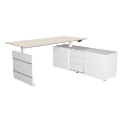Move 3 - Schreibtisch mit Sideboard - Steh-/Sitztisch 180x80x72-120cm mit sideboard 160x50x58cm Ahorn