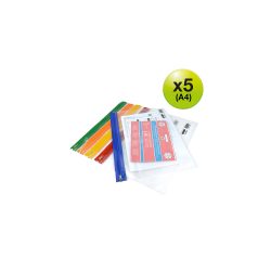 Rapesco Reißverschlussbeutel 1503 DIN A4+ Reißverschluss PP (Polypropylen) 27 (B) x 3 (T) x 38 (H) cm Farbig sortiert 5 Stück