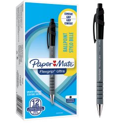 Paper Mate Kugelschreiber FlexGrip Ultra 1 mm Schwarz 12 Stück