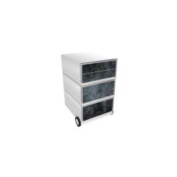 PAPERFLOW Rollcontainer easyBox 4 horizontale Schubladen 642x390x436mm PERSO NIGRUM