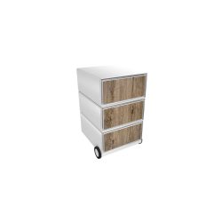 PAPERFLOW Rollcontainer easyBox 3 horizontale Schubladen 642x390x436mm PERSO SCHNITTHOLZ