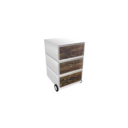 PAPERFLOW Rollcontainer easyBox 3 horizontale Schubladen 642x390x436mm PERSO HOLZ