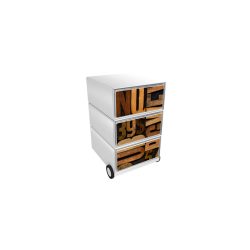 PAPERFLOW Rollcontainer easyBox 3 horizontale Schubladen 642x390x436mm PERSO NUMMERN & BUCHSTABEN