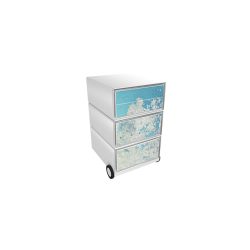 PAPERFLOW Rollcontainer easyBox 4 horizontale Schubladen 642x390x436mm PERSO KONTINENT