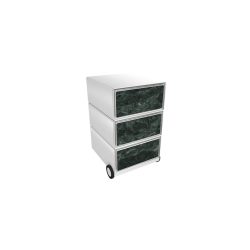 PAPERFLOW Rollcontainer easyBox 3 horizontale Schubladen 642x390x436mm PERSO GRÜNER MARMOR