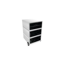 PAPERFLOW Rollcontainer easyBox 4 horizontale Schubladen 642x390x436mm PERSO SCHWARZER MARMOR