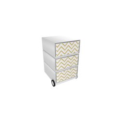 PAPERFLOW Rollcontainer easyBox 4 horizontale Schubladen 642x390x436mm PERSO VERGOLDETE WELLEN