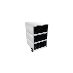 PAPERFLOW Rollcontainer easyBox 3 horizontale Schubladen 642x390x436mm PERSO SCHWARZER MARMOR