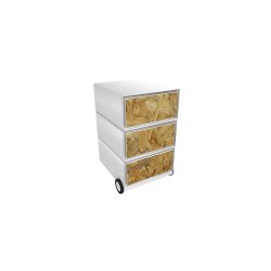 PAPERFLOW Rollcontainer easyBox 3 horizontale Schubladen 642x390x436mm PERSO HOLZSPÄNE