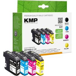 KMP Kompatibel Brother LC123VALBP Tintenpatrone Schwarz, Cyan, Magenta, Gelb Multipack 4 Stück