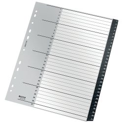 Leitz Recycle Register 1218 DIN A4 Maxi CO2 Neutral Schwarz 31-teilig 11 Löcher 90% Recycelter Kunststoff 1 bis 31