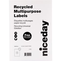 Niceday Recycelte Multifunktionsetiketten 67546 Quadratische Ecken Weiß 80 Blatt à 1 Etikett
