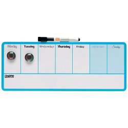 Nobo Mini Wandmontierbares magnetisches Whiteboard Wochenplaner 1904047 Lackierter Stahl 360 x 140 mm Weiß, Blau
