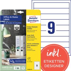 AVERY Zweckform C32266-10 Ordneretikettenr A4 Weiss 30 x 190 mm 10 Blatt à 9 Etiketten