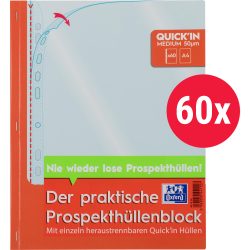 OXFORD Gestanztes Prospekthüllenbuch A4 Transparent 50 Mikron 60 Hüllen