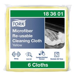 Tork Premium Mikrofaser-Mehrweg-Reinigungstuch 183601 Gelb Trocken- und Nassnanwendung 6 Stück