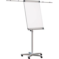 Flipchart Freistehend Höhenverstellbar Seitenarme und Stifteablage Silber, 5 Rollen 700 x 1905 mm