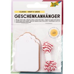 Folia Papieranhänger Weiß/Braun 0,9 (B) x 13,5 (T) x 10 (H) cm 12 Stück