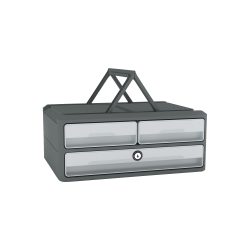 CEP Schubladenmodul aus recyceltem PS-Kunststoff, grau, 37 (B) x 27,5 (T) x 14,6 (H) cm