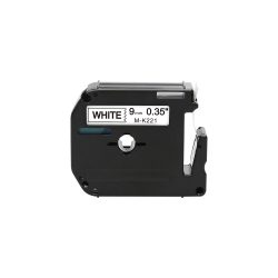 Rillstab Kompatibel Brother M-K221 Kompatibel Schriftband Selbstklebend Schwarzer Druck auf Weiss 9 mm x 8m