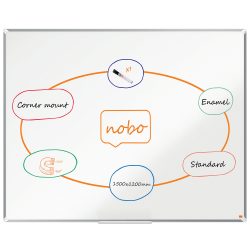 Nobo Premium Plus Wandmontierbares Magnetisches Whiteboard 1915147 Emaille Alurahmen 1500 x 1200 mm Weiss