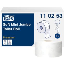 Tork weiches Mini Jumbo Toilettenpapier Weiss T2, Premium, 2-lagig, 12 × 170 m, 110253