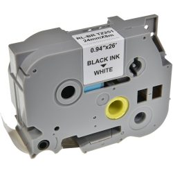 P-touch Beschriftungsband Kompatibel Brother TZe-251 5BRT251-WT Selbsthaftend Schwarz auf Weiss 67,5 mm x 8 m