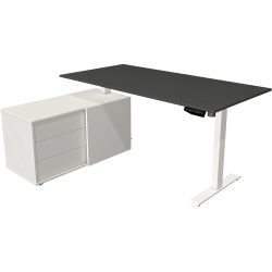 Kerkmann Move 1 L-Förmig Elektronisch Höhenverstellbarer Sitz-Stehschreibtisch Melamin, Stahl Weiss 1650 x 1350 x 1230 mm