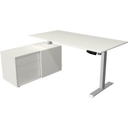 Kerkmann Move 1 L-Förmig Elektronisch Höhenverstellbarer Sitz-Stehschreibtisch Melamin, Stahl Silber 1650 x 1350 x 1230 mm