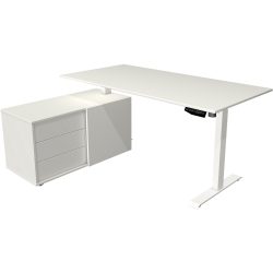 Kerkmann Move 1 L-Förmig Elektronisch Höhenverstellbarer Sitz-Stehschreibtisch Melamin, Stahl Weiss 1650 x 1350 x 1230 mm