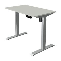 Kerkmann Move 1 Rechteckig Elektronisch Höhenverstellbarer Sitz-Stehschreibtisch Melamin, Stahl Hellgrau, Silber 1000 x 800 x 1230 mm