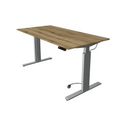 Kerkmann Move 3 Rechteckig Elektrisch Höhenverstellbar Sitz-Stehschreibtisch Eiche Silber 1.600 x 800 x 1.200 mm