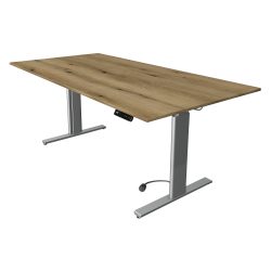 Kerkmann Move 3 Rechteckig Elektrisch Höhenverstellbar Sitz-Stehschreibtisch Eiche Silber 2.000 x 1.000 x 1.200 mm