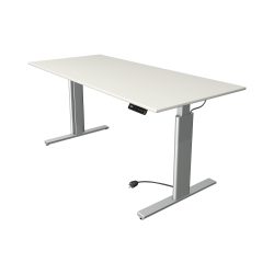 Kerkmann Move 3 Rechteckig Elektrisch Höhenverstellbar Sitz-Stehschreibtisch Silber, Weiß 1.800 x 800 x 1.200 mm