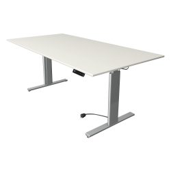 Kerkmann Move 3 Rechteckig Elektrisch Höhenverstellbar Sitz-Stehschreibtisch Silber, Weiß 2.000 x 1.000 x 1.200 mm