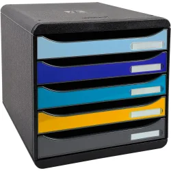 EXACOMPTA Schubladenbox BeeBlue A4+ 3094202D Big Box Plus, 5 Schubladen