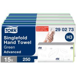 Tork Falthandtücher V-falz Grün 2-lagig 290273 15 Stück à 3750 Blatt,